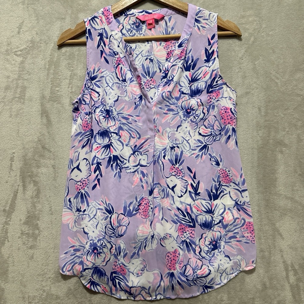 Lilly‎ Pulitzer Women's Size XS Sleeveless Stacey Lilac Floral Light Top